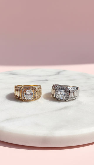 Men's Layered Band Crystal Box Set of 12 Rings