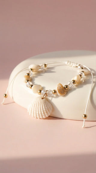 Beach Shell Beaded Pull Tie Anklet