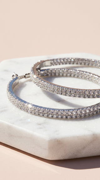 Oval Crystal Hoop Earrings