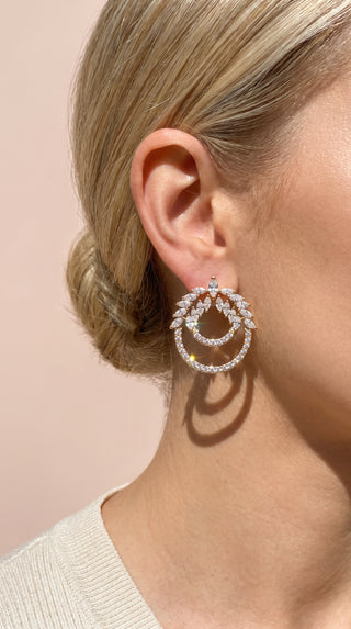 Layered Circular Crystal Stud Earrings