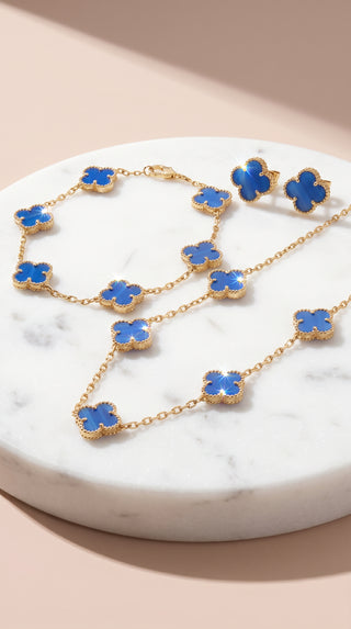 Clover Necklace, Bracelet & Earrings Stainless Steel Set