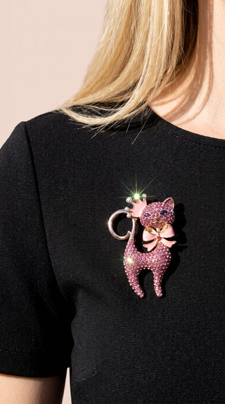 Crystal Cat Brooch – Rhinestone Animal Brooch