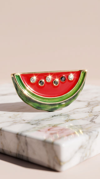 Melon Crystal Brooch Pin