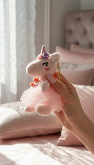 Jeweled Plush Ballerina Unicorn Key Ring & Bag Charm