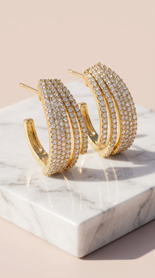 Layered Huggie Crystal Earrings