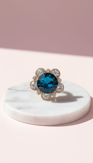 Jewelled Flower Crystal Free size Ring