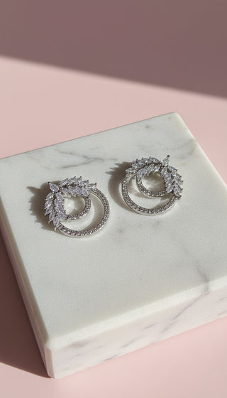 Layered Circular Crystal Stud Earrings