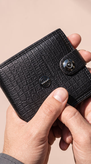 Men's Croc-Embossed Leather Snap Bifold Wallet