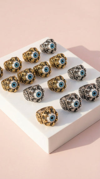 Stainless Steel Men's Eyeball & Claw Biker Ring