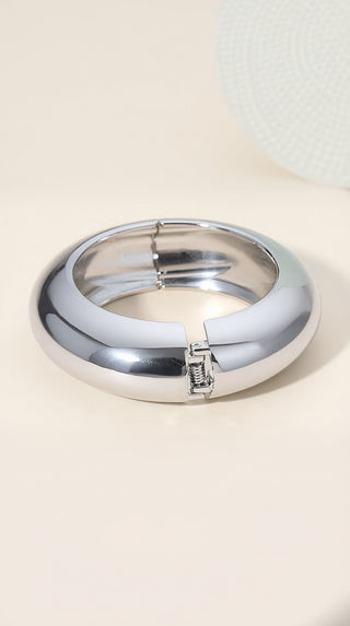 Mirror Finish Round Hinged Bangle Cuff