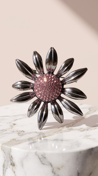 Sunflower Crystal Brooch Pin