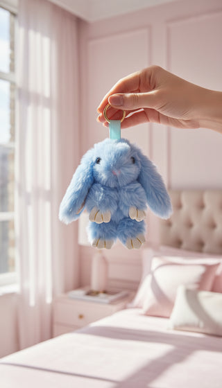 Mini Plush Fluffy Bunny Rabbit Key Ring & Bag Charm