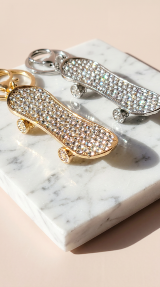 Crystal Skateboard Key Ring & Bag Charm