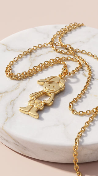 The "Forever Close" Motherhood Silhouette Gold Plated Little Boy Necklace