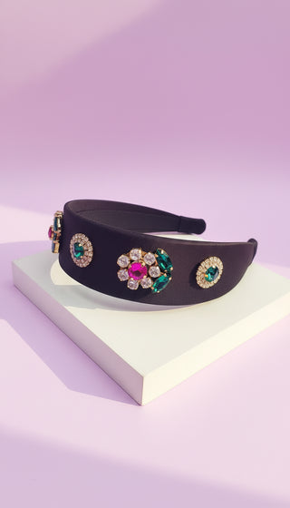 Flower Crystal Black Hair band