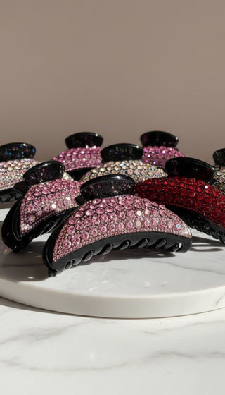 Pack of 12 Curved Crystal Hair Claw Clamps