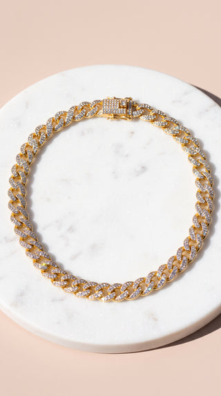 Two-Tone Style Crystal Link Necklace