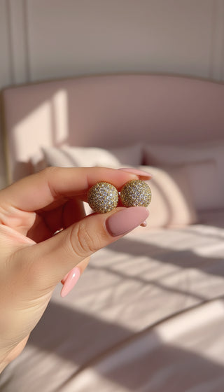 Round Semi Ball Crystal Stud Earrings