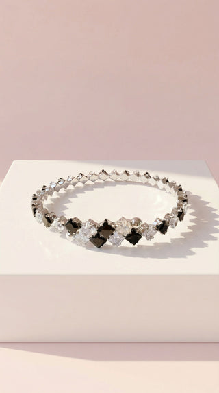 Stretchy Square Cut Crystal Snap On Cuff