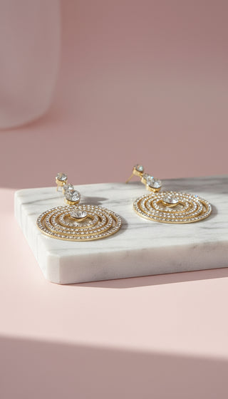 Layered Round Crystal Drop & Dangle Earrings