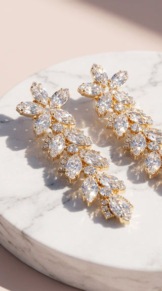 Star Burst Crystal Drop & Dangle Statement Earrings