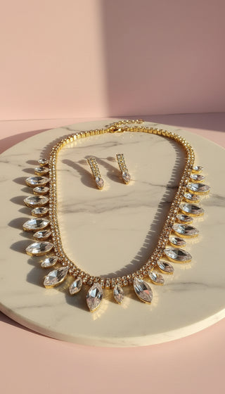 Hollywood Style Statement Crystal Necklace & Earrings Set