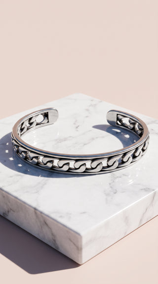 Classic Unisex Chain Cuff Bracelet – Gold & Silver