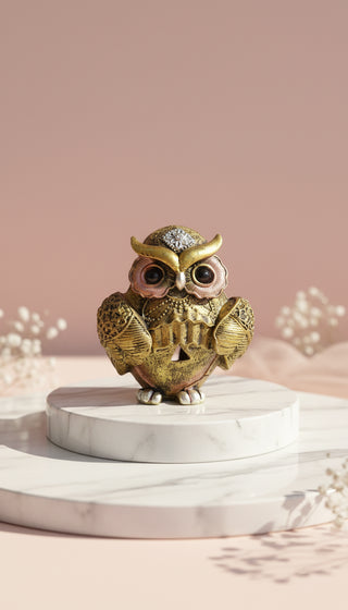 Owl Playing Harmonica Music Figurine