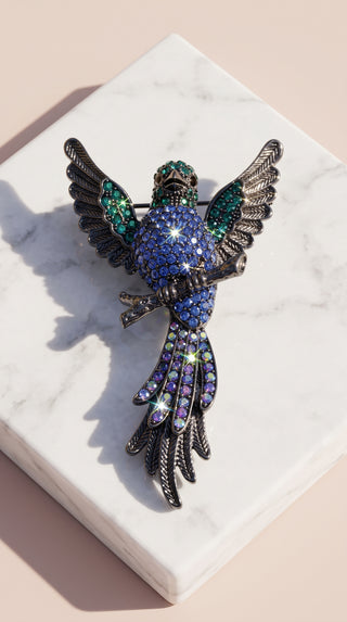Parakeet Crystal Statement Brooch