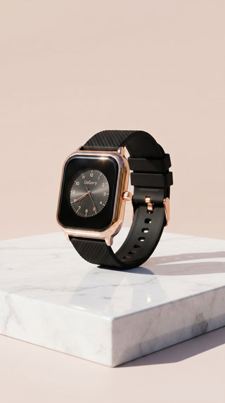 Square Gold Face Silicone Popper Closure Watch