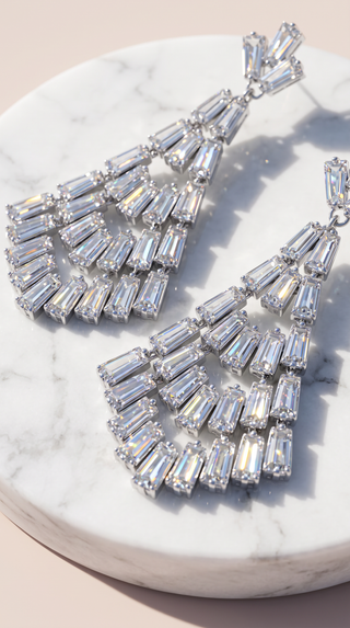 Baguette Cut Crystal Drop & Dangle Statement Earrings