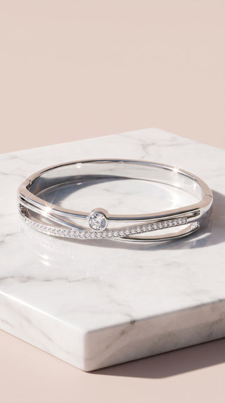 Crystal Gold Plated Stacking Bangle