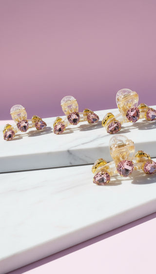 Crystal Mini Pink Hair Clamps Pack of 12