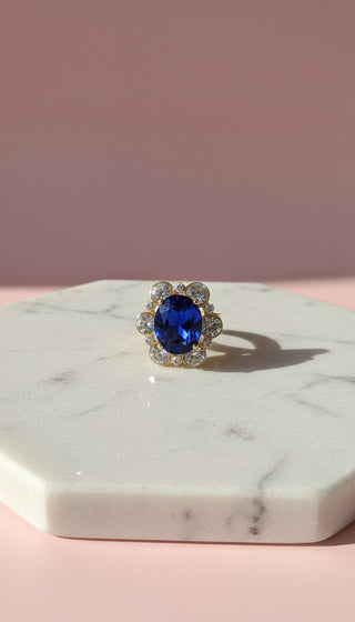 Jewelled Flower Crystal Free size Ring