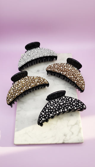 Pearl Rhinestone Hair Clamps Pack of 12