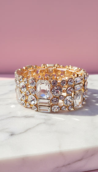 Chunky Mirrored Stretchy Crystal Bracelet