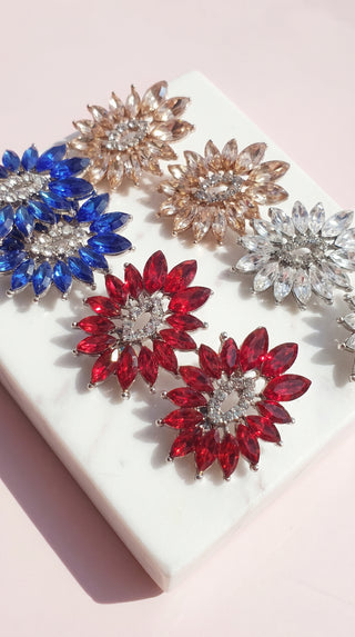 Flower Crystal Statement Stud Earrings