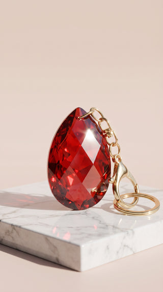 Faceted Crystal Tear Drop Keyring & Bag Charm