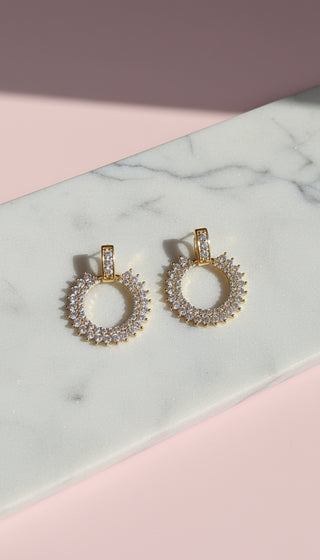 Circular Crystal Drop & Dangle Hoop Earrings