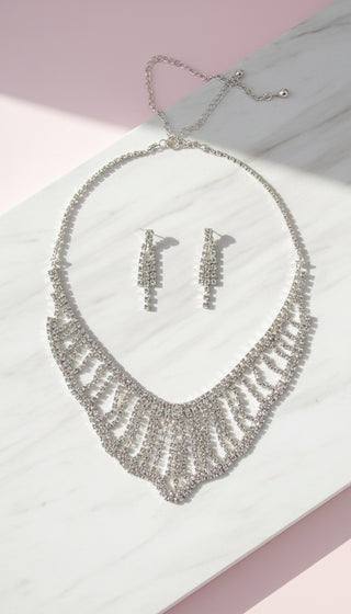 Waterfall Statement Crystal Necklace & Earrings Set