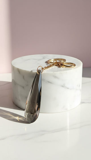 Faceted Glass Tear Drop KeyRing