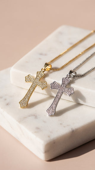 Crystal Cross Symbolic Necklace Pendant