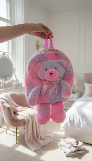 Plush Pastel Fluffy Teddy Bear Backpack
