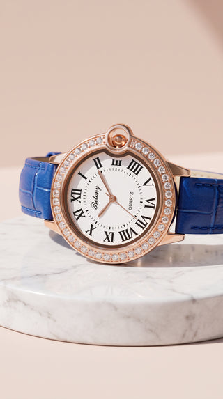 Roman Numeral Faux Leather Strap Watch