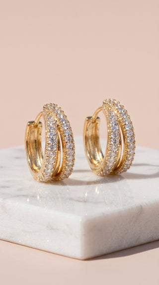 Micro Crystal Pavé Gold Plated Earrings