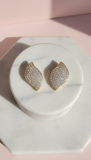 Curved Crystal Stud Earrings