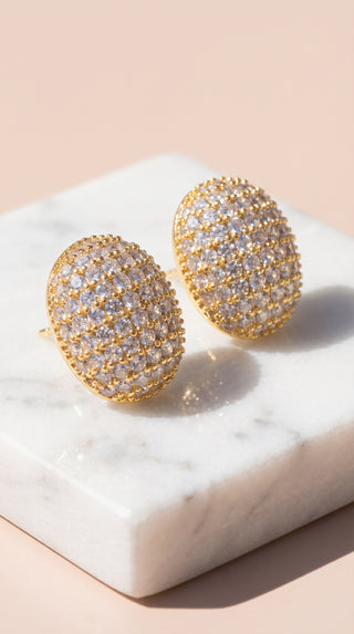 Oval Pavé Crystal Stud Earrings