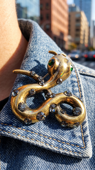 Bejewelled Snake Brooch Pin