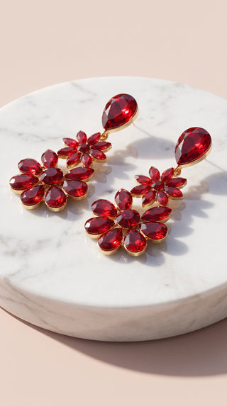 Red Crystal Statement Drop & Dangle Earrings