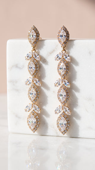 Gold Marquise Crystal Drop & Dangle Statement Earrings